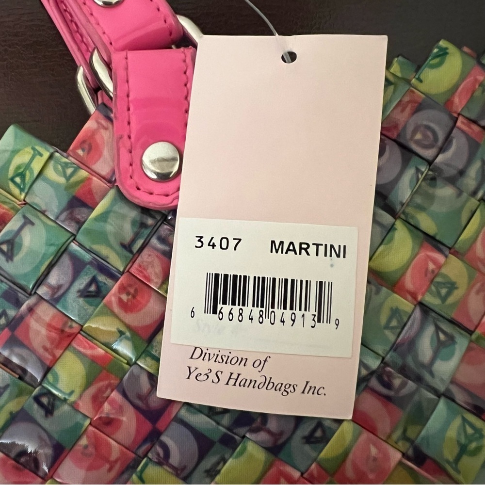 Prezzo bag #3407 Martini woven colorful fun candy wrapper style pink handle rare - Picture 6 of 9